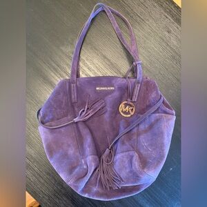 Michael Kors Purple Shoulder Bag with Suede Finish